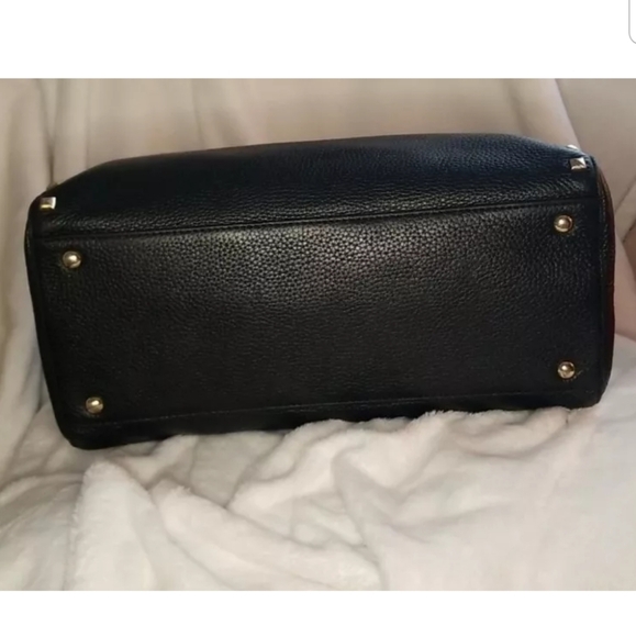 Michael Kors Black Leather Sandrine Gold Stud Satchel - Picture 5 of 16